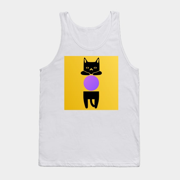 Purple Crystal Ball Cat Tank Top by catpurrs